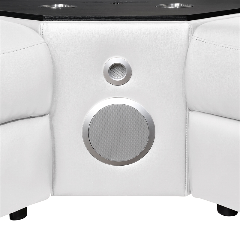 Sectional with 2 Consoles with Reading Light and Fridge-White