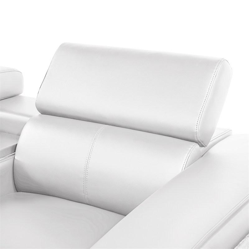 Sectional with 2 Consoles with Reading Light and Fridge-White