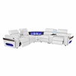 Sectional with 2 Consoles with Reading Light and Fridge-White