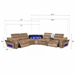 Modern Sectional with 1 Console and Built In Fridge-Caramel