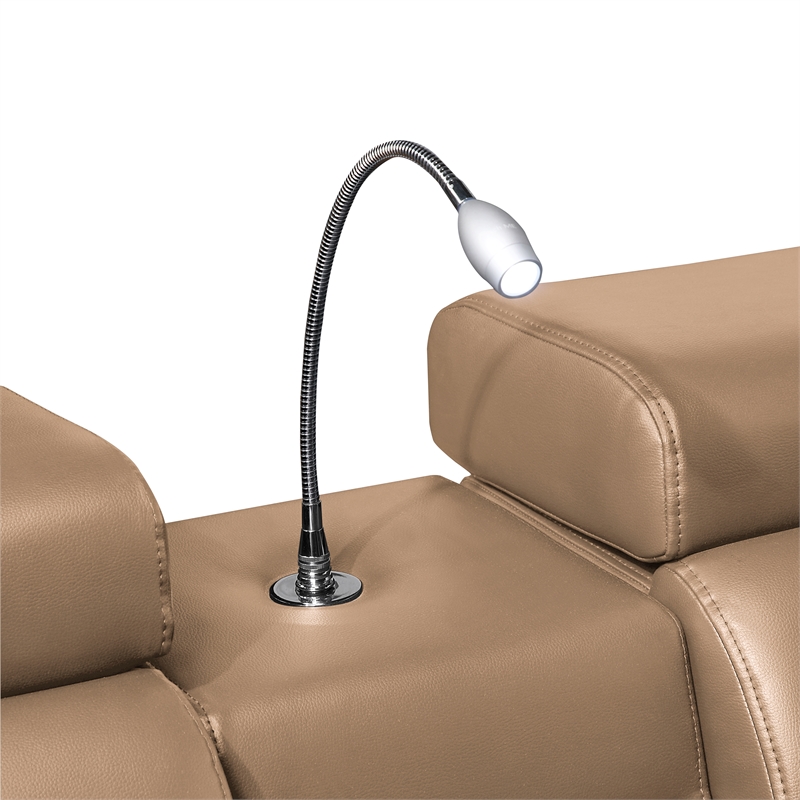 Modern Sectional with 2 Consoles with Reading Light and Fridge-Caramel