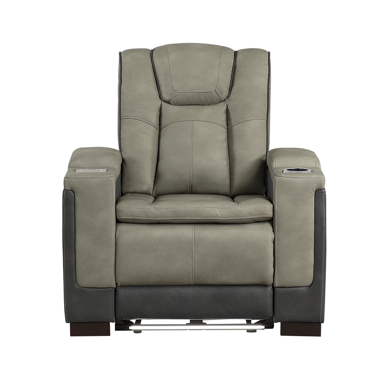 Bruno Power Recliner in Gray Faux Leather