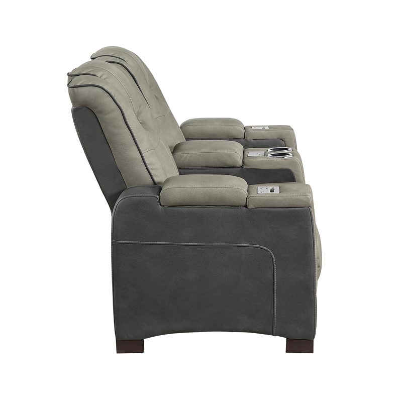 Bruno Power Reclining Loveseat in Gray Faux Leather