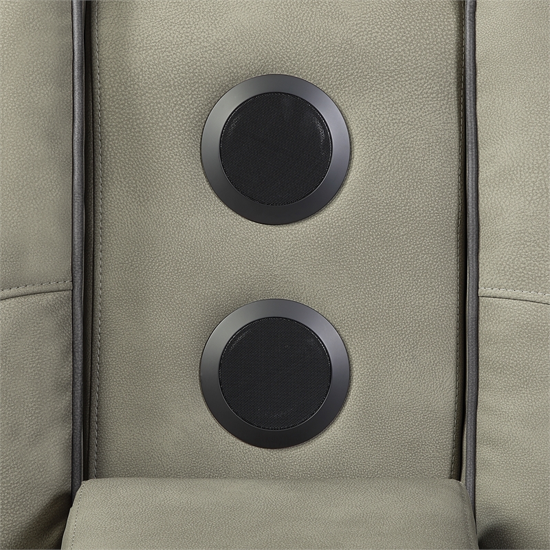 Bruno Power Reclining Loveseat in Gray Faux Leather