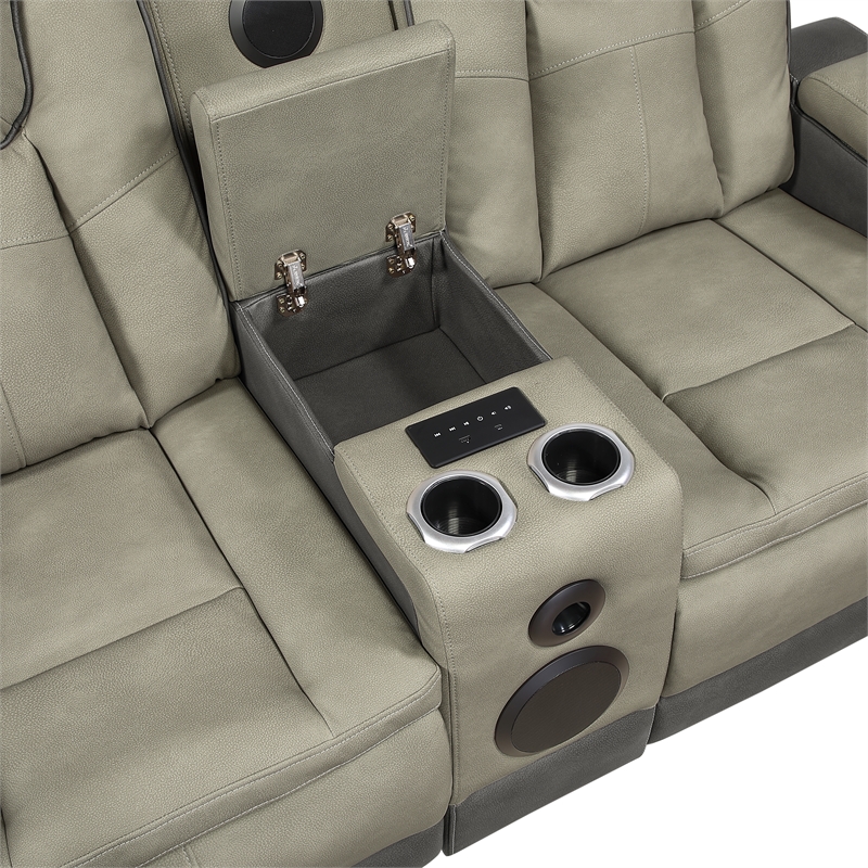 Bruno Power Reclining Loveseat in Gray Faux Leather