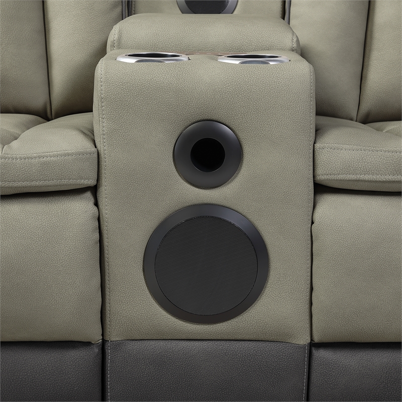 Bruno Power Reclining Loveseat in Gray Faux Leather