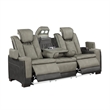 Bruno Power Reclining Sofa in Gray Faux Leather