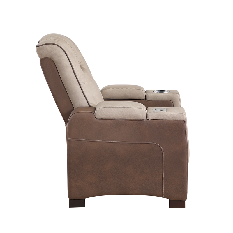 Bruno Power Recliner in Brown Faux Leather