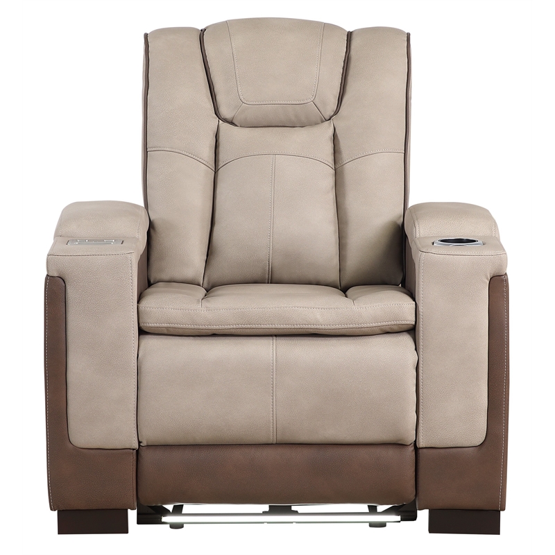 Bruno Power Recliner in Brown Faux Leather