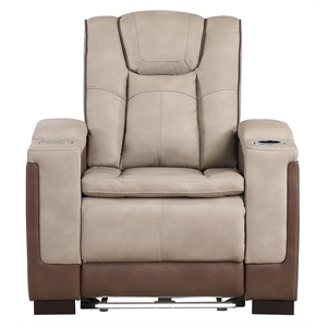 Bruno Power Recliner in Brown Faux Leather