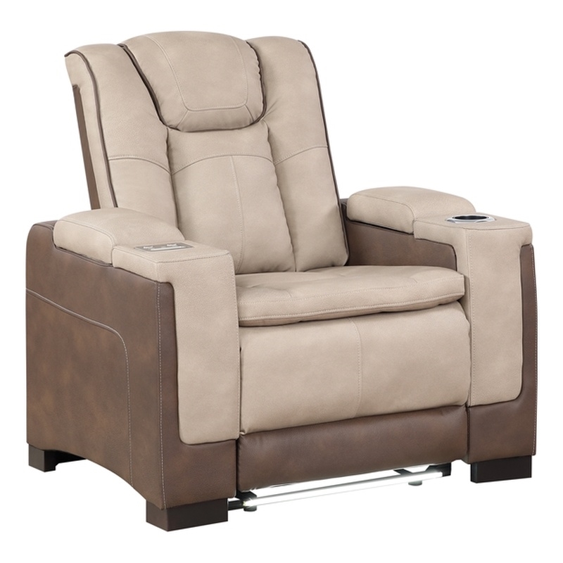 Bruno Power Recliner in Brown Faux Leather