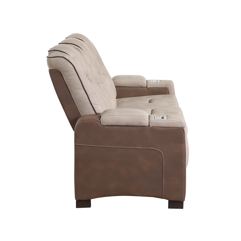 Bruno Power Reclining Sofa in Brown Faux Leather