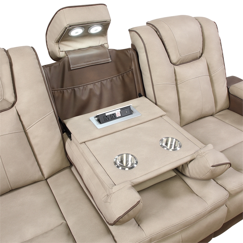 Bruno 2pc Power Reclining Sofa and Loveseat Set in Brown Faux Leather