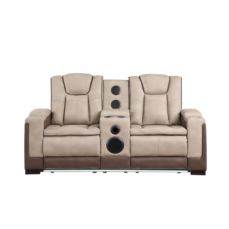 Bruno 3pc Power Reclining Sofa Loveseat and Recliner Set in Brown Faux Leather