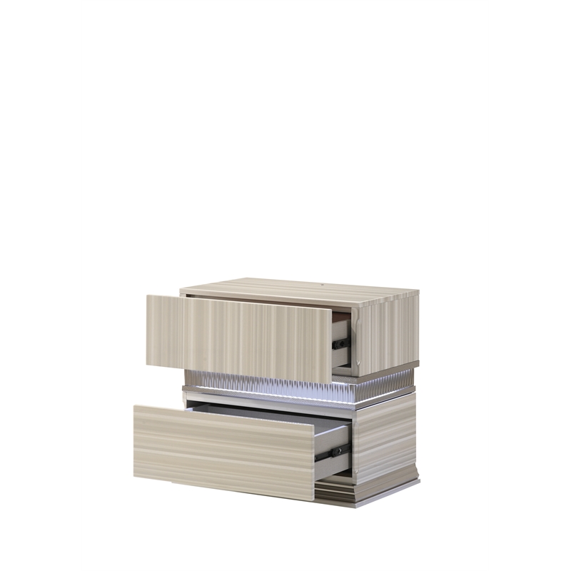 Leonor Modern Style King 4Pc Wood LED Bedroom Set in Gray