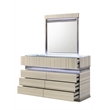 Leonor Modern Style Wood LED Rectangle Bedroom Mirror in Gray
