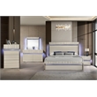 Leonor Modern Style Wood LED Rectangle Bedroom Mirror in Gray