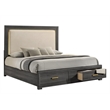 Colorado Modern Style Queen 4Pc Wood LED Bedroom Set in Charcoal