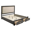 Colorado Modern Style Queen 4Pc Wood LED Bedroom Set in Charcoal