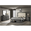 Colorado Modern Style Queen 4Pc Wood LED Bedroom Set in Charcoal