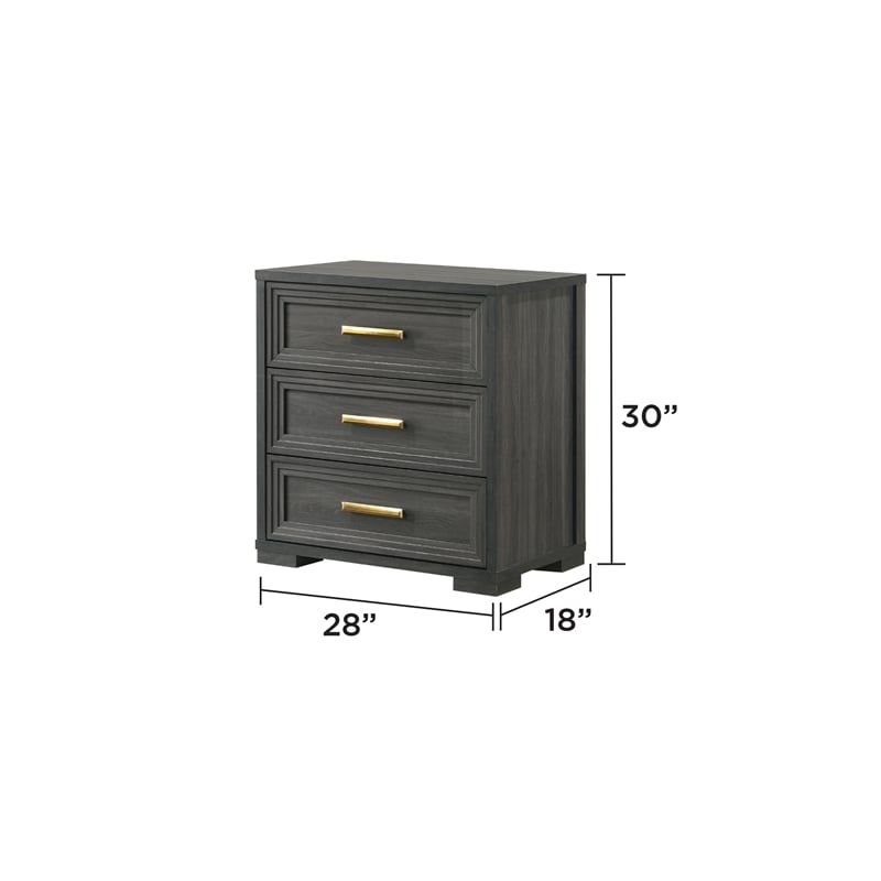 Colorado Modern Style Queen 5Pc Wood LED Bedroom Set in Charcoal