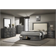 Colorado Modern Style Queen 5Pc Wood LED Bedroom Set in Charcoal