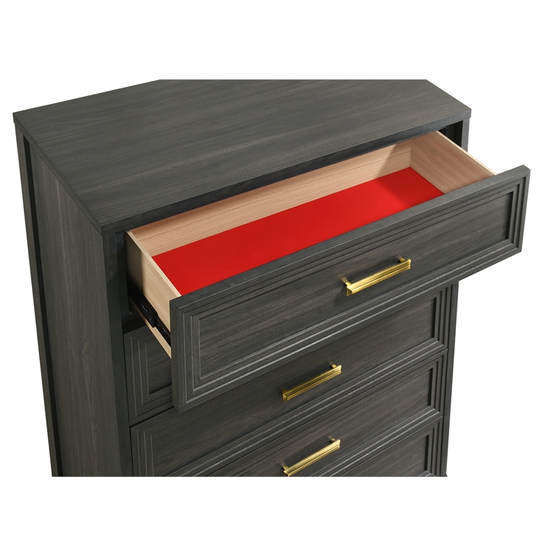 Colorado Modern Style Tall Wood Chest with Storage in Charcoal