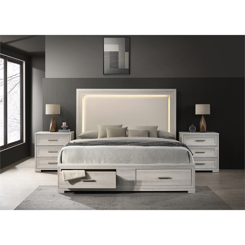 Colorado Modern Style Wood Nightstand with Storage in Rustic Natural
