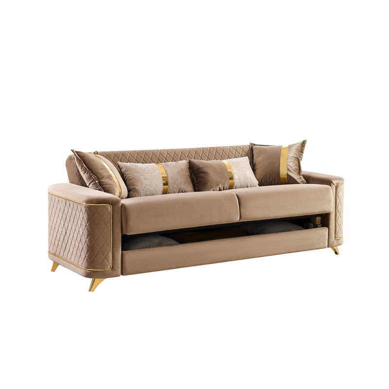Lisa 3Pc Sofa Loveseat and Chair Set in Copper Wood Frame