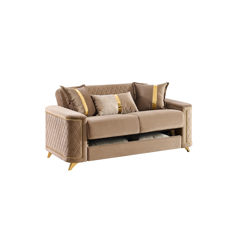 Lisa 3Pc Sofa Loveseat and Chair Set in Copper Wood Frame