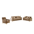 Lisa 3Pc Sofa Loveseat and Chair Set in Copper Wood Frame