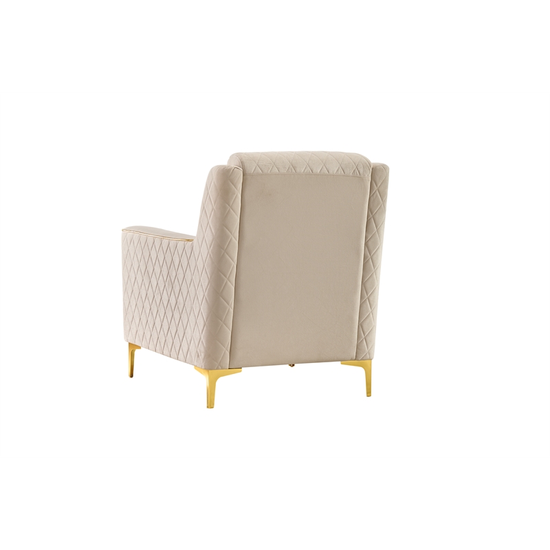 Lisa Modern Accent Chair in Ivory with Birch Wood Frame