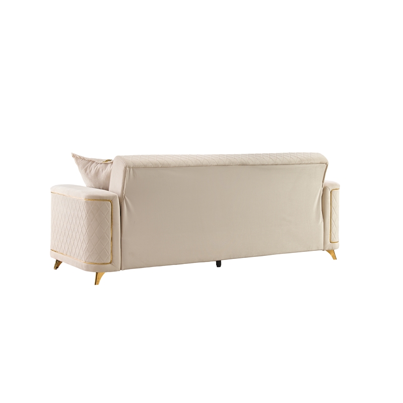 Lisa Modern Sofa in Ivory with Birch Wood Frame