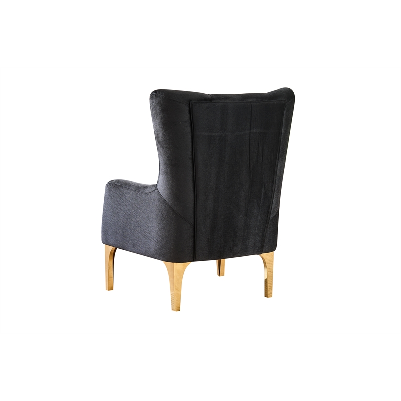 Lippa Modern Accent Chair with Gold Legs in Black