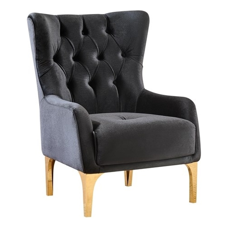 Lippa Modern Accent Chair with Gold Legs in Black