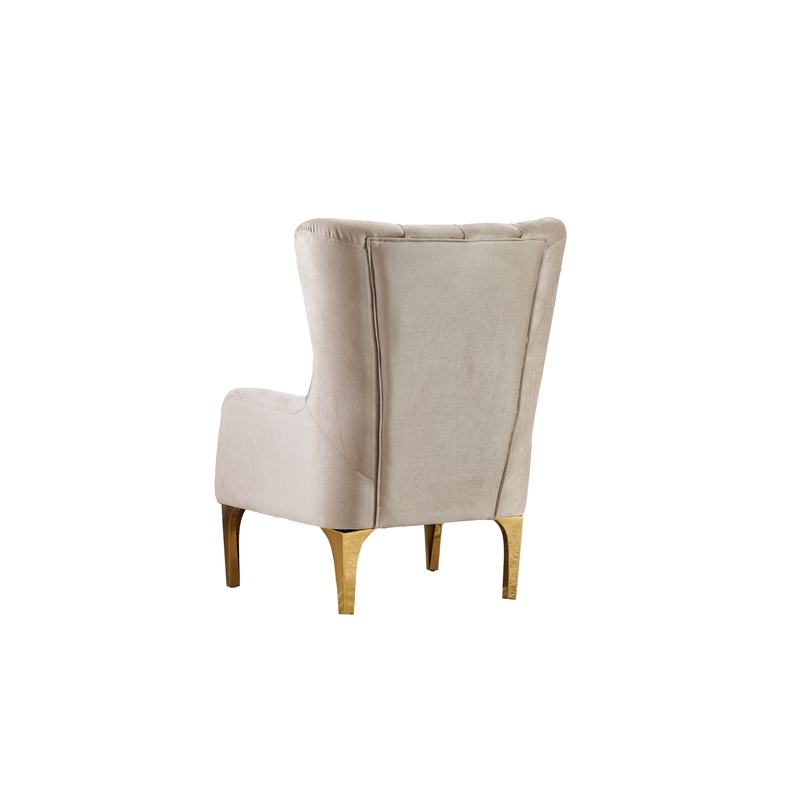 Lippa Modern Accent Chair with Gold Legs in Taupe