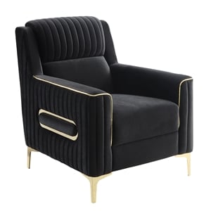 Ruby Modern Upholstered Accent Chair in Black with Gold Stainless Steel Legs