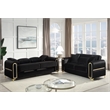 Ruby 2Pc Modern Upholstered Sofa and Loveseat Set in Black