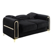 Ruby 2Pc Modern Upholstered Sofa and Loveseat Set in Black