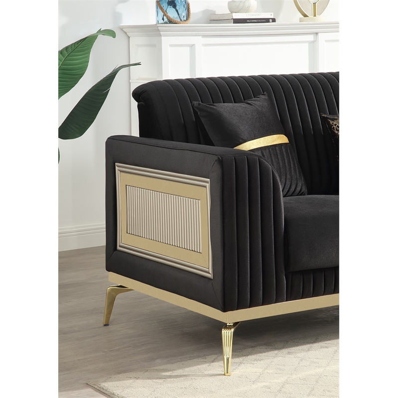 Antigua Contemporary Style Upholstery Loveseat in Black