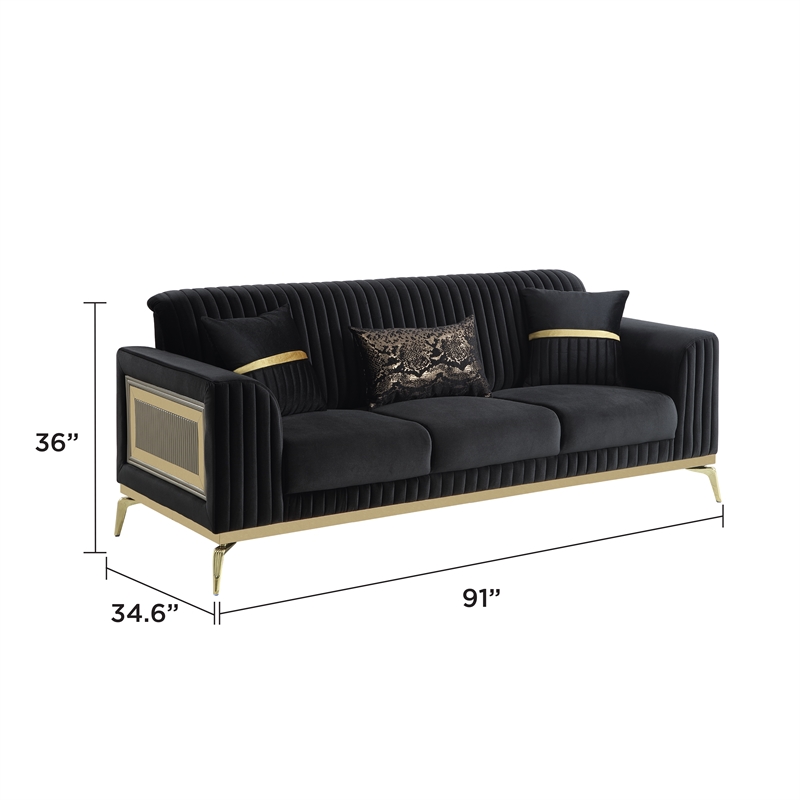 Antigua Contemporary Style Upholstery Sofa in Black