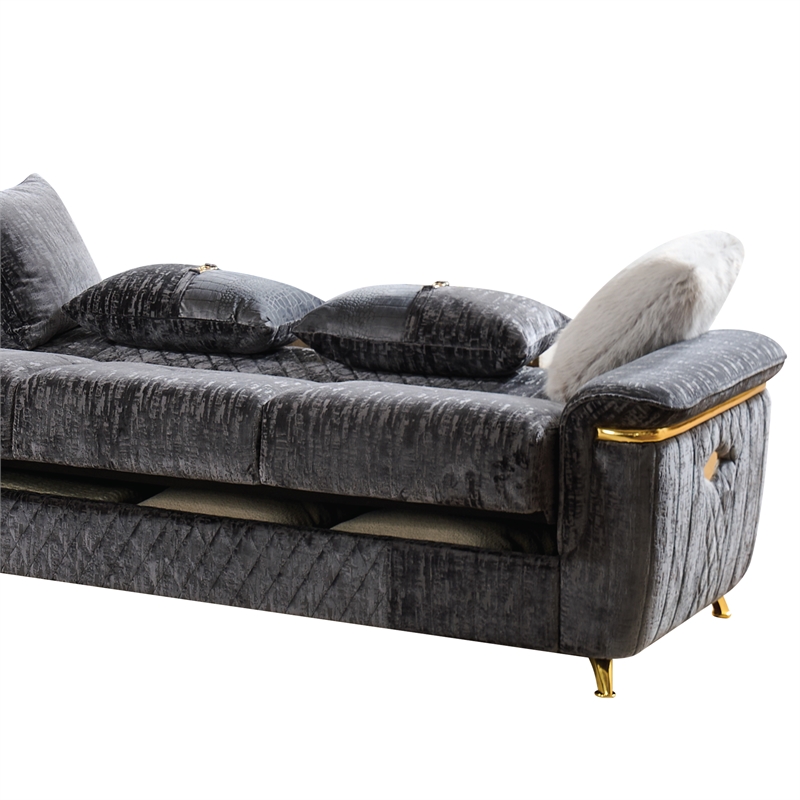 Argo Sectional made with Wood and Stainless Steel Base in Gray