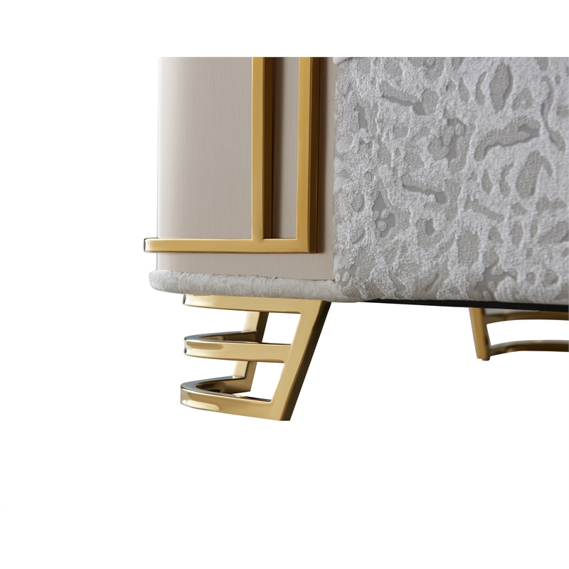 Chateau Modern Sofa with Gold Stainless Steel Legs in Cream