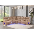 Fortuner Power Recliner Sectional in Caramel made with wood & Faux Leather