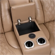 Fortuner Power Recliner Sectional in Caramel made with wood & Faux Leather