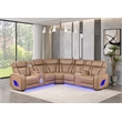 Fortuner Power Recliner Sectional in Caramel made with wood & Faux Leather