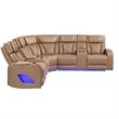 Fortuner Power Recliner Sectional in Caramel made with wood & Faux Leather