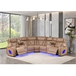 Fortuner Power Recliner Sectional in Caramel made with wood & Faux Leather