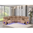 Fortuner Power Recliner Sectional in Caramel made with wood & Faux Leather