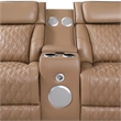 Fortuner Power Recliner Sectional in Caramel made with wood & Faux Leather